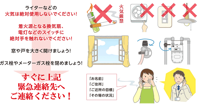 ガス臭いと感じたときの手順