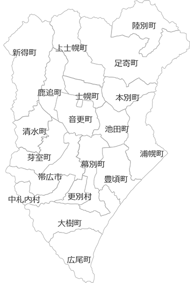 系統設備効率化割引対象地域マップ：十勝総合振興局